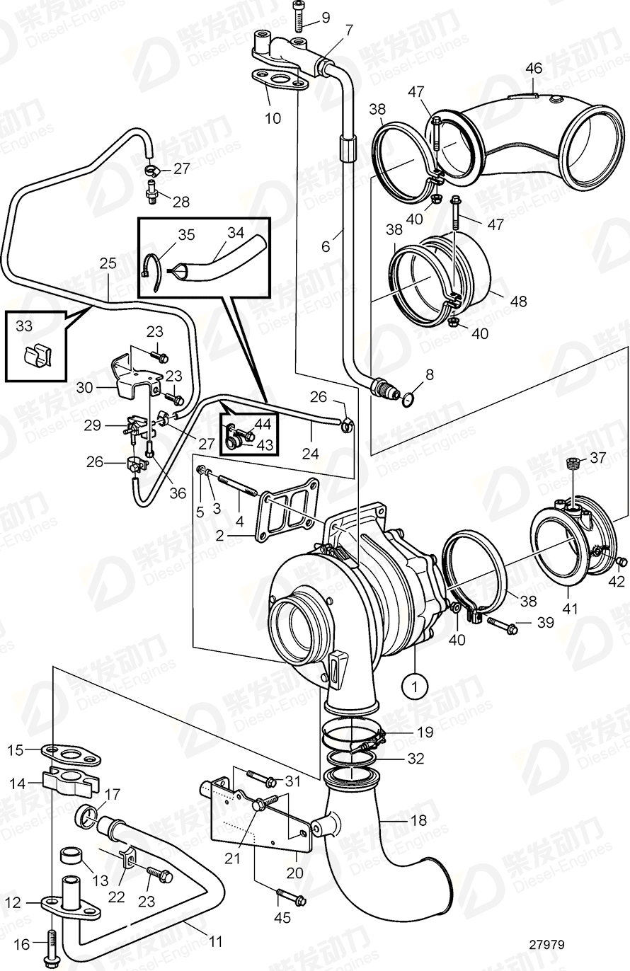 VOLVO Return pipe 21910194 Drawing